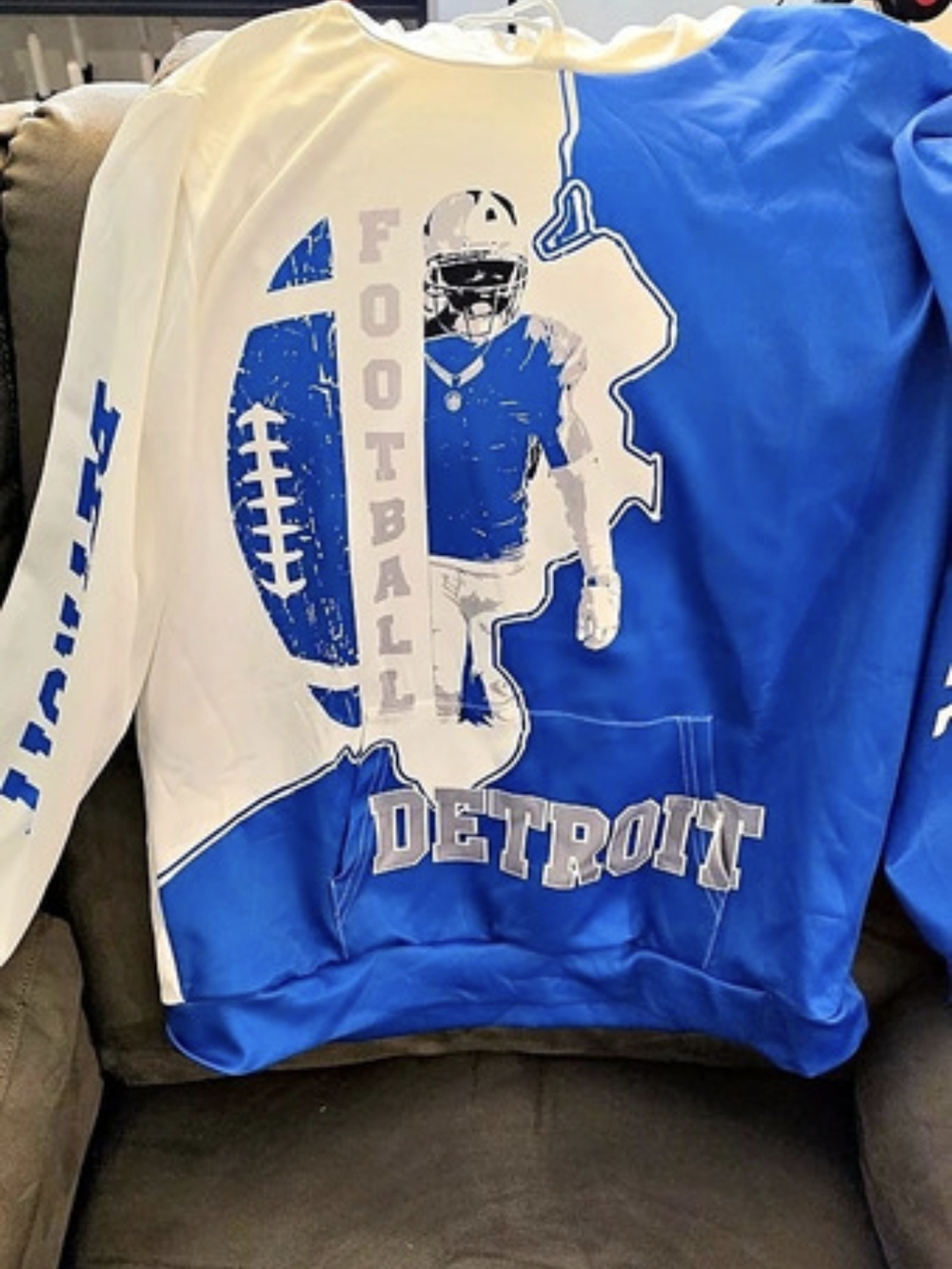 Detroit Football Blue & White Hoodie